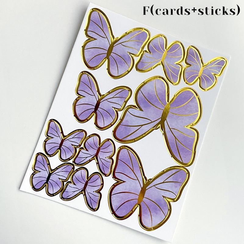 9/10 шт. золотые розовые фиолетовые бабочки для украшения торта, свадьбы, дня рождения, десерта, кекса, 3D-материала в виде бабочки, сделай сам, сувениры для вечеринки