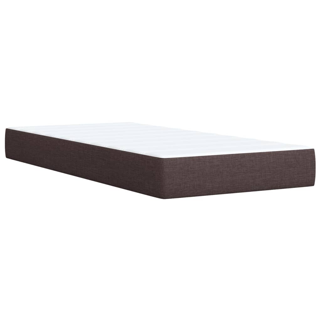 Box Spring Bed with Mattress Dark Brown 90 x 190 cm Fabric