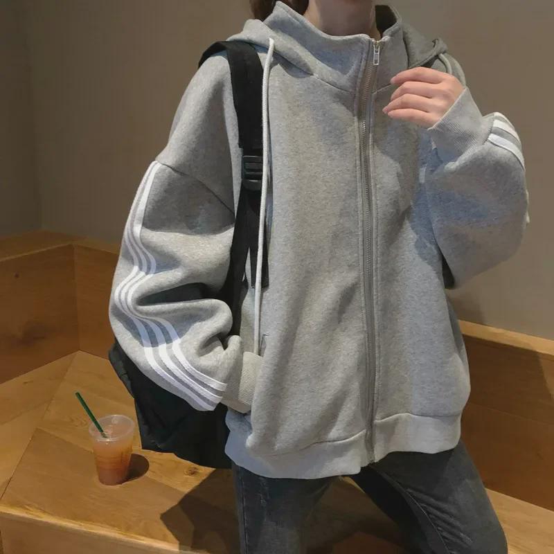 Официальный женский классический свободный свитер на молнии с капюшоном, бархатная куртка 2020 года, модный топ