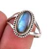 Natural Labradorite Gemstone 925 Solid Sterling Silver Jewelry Ring Size 9 G5u94