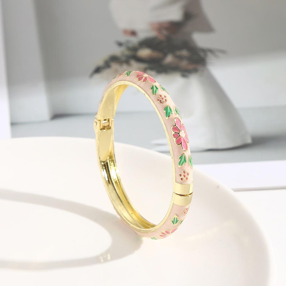 Zinc Zinc Alloy Material Enamel Bracelet Ethnic Floral Motifs Cloisonne Bracelet Gift Giving