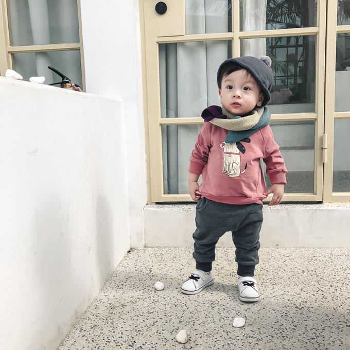 Повседневные детские брюки для малышей, милые брюки с монстрами для мальчиков и девочек, костюмы, длинные хлопковые штанишки с мультяшным принтом для младенцев