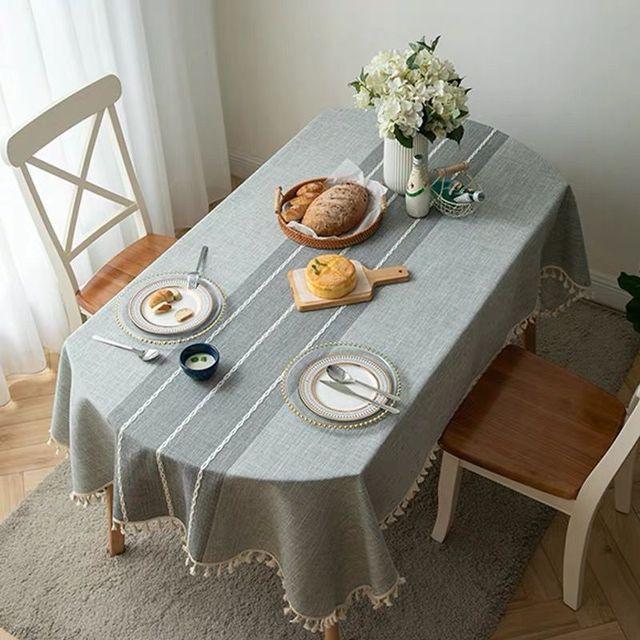 Клетчатая декоративная скатерть с кисточками, водонепроницаемая овальная скатерть, плотная, для свадебного обеда, чая, гостиной, домашнего стола