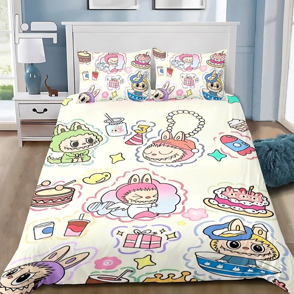 Милый 3D постельный комплект Labu из 2/3 предметов для спальни, Детский подарок, Подростковый, Взрослый, Микрофибра, Двуспальный, Пододеяльник на молнии, Декор комнаты