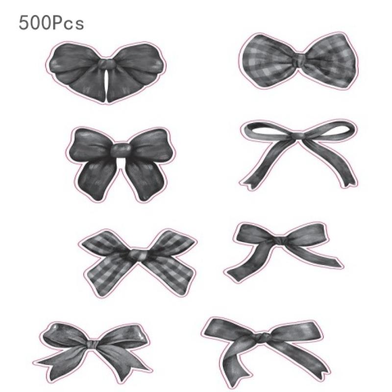 500 листов Мультяшные наклейки с бантиками Розовые наклейки для запечатывания бантиками Креативные наклейки для DIY-декора Наклейки-этикетки для поощрения детей Подарки
