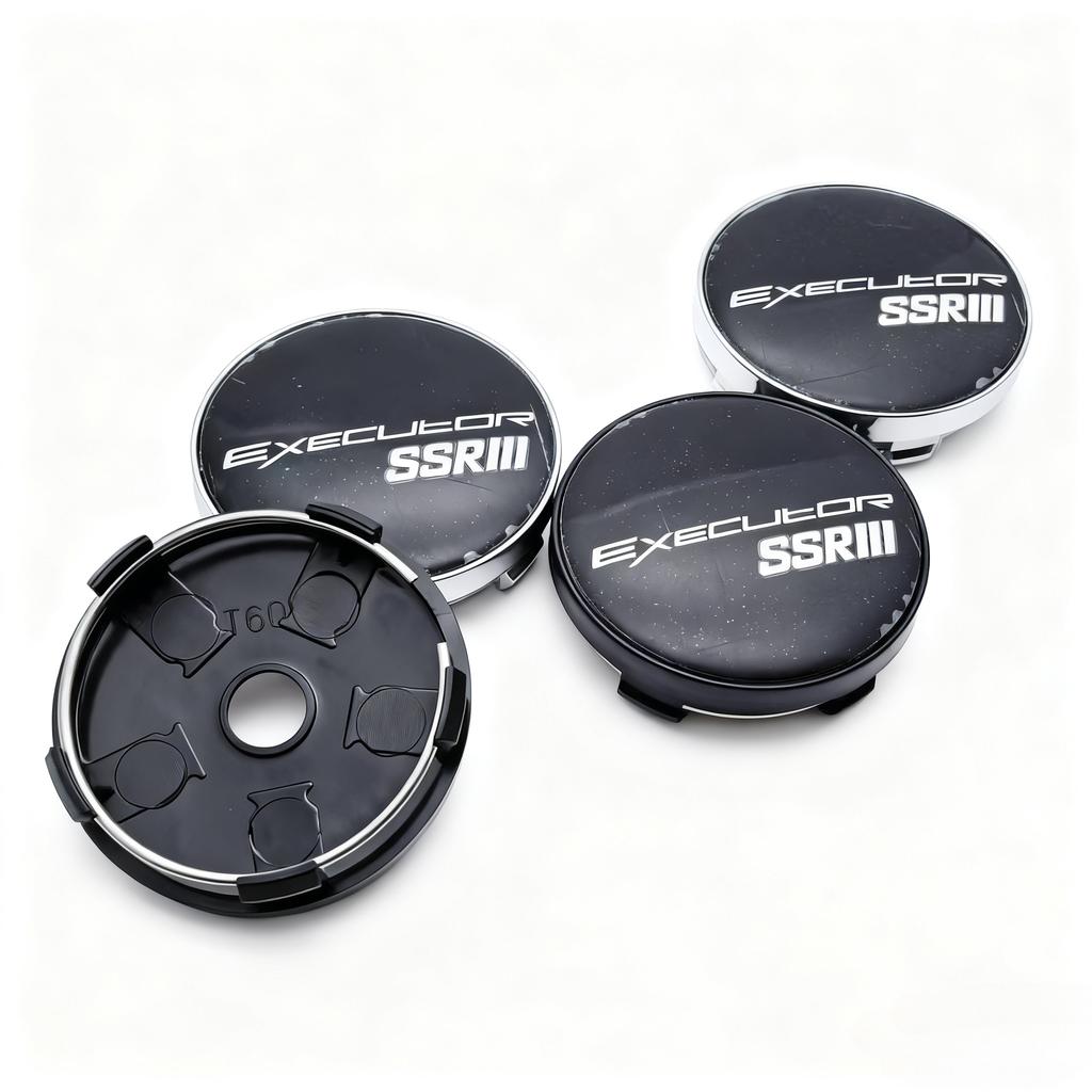 AAYP1 4pcs SSR Executor Logo Emblem Car Wheel Center Caps 60MM 56MM Wheels Hub Cap SSR Badge Rim Hubcaps Cover Replace Car Accessories
