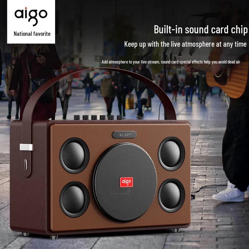 Портативная уличная Bluetooth-колонка KTV Aigo T190, штекер CN (адаптер в комплекте)