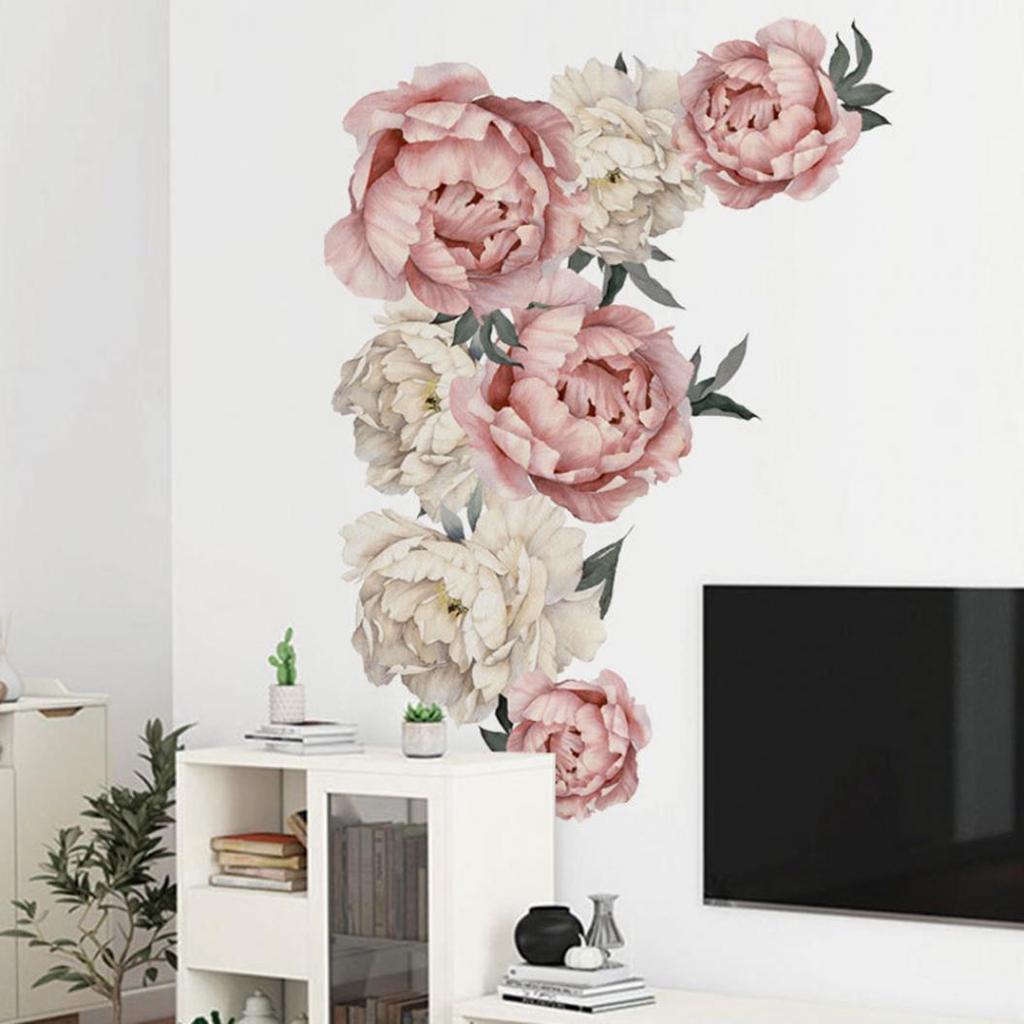Beautiful Flower Peony Wall Sticker Adhesive Living Room TV Background Decal
