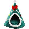 Christmas Cat House Winter Warm Cat Nest Removable And Washable Cat Bed Semi-enclosed Cat Tent Christmas Hat Shape Cat Nest