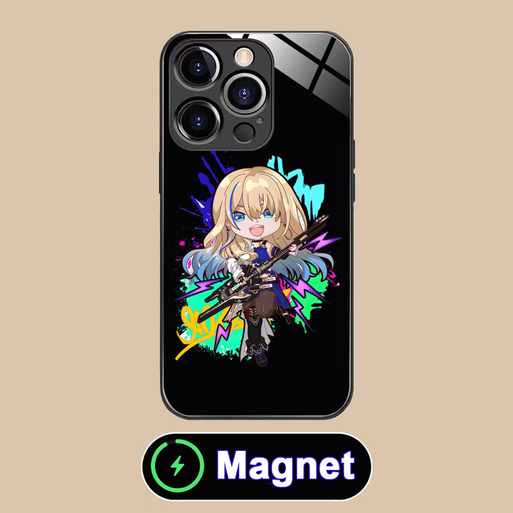 HSR Serval Стеклянный чехол MagSafe для мобильного телефона iPhone 17 16 15 14 13 12 11 Air Pro Max Plus Mini Цветной чехол