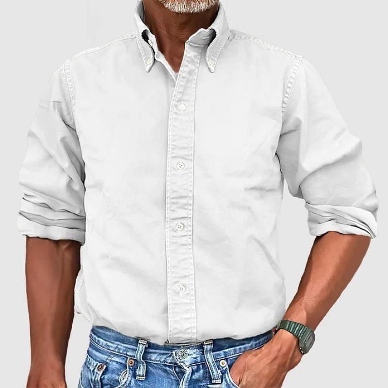 Mens Casual Solid Color Button Down Three Quarter Sleeve Shirt