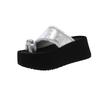 Butterfly rhinestone platform slippers women's summer wear 2025 new high-end beach shoes toe flat support