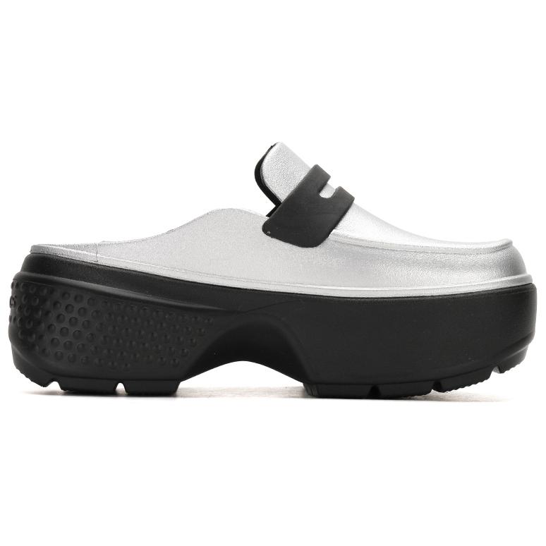 Crocs Stomp Loafer серебристо-черные кроссовки унисекс 210363-01V