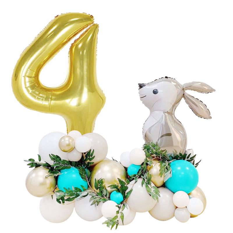33 Серых воздушных шара в виде пасхального кролика 40 Алюминиевых шаров Счастливый первый день рождения ребенка