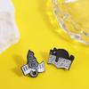 Purring Kitten Black Cat Enamel Pin Cartoon Beating Note Brooch Exquisite Piano Cat Badge  Skirts