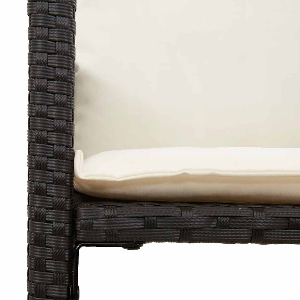 3 Piece Garden Bar Set with Cushions Black Poly Rattan & Acacia