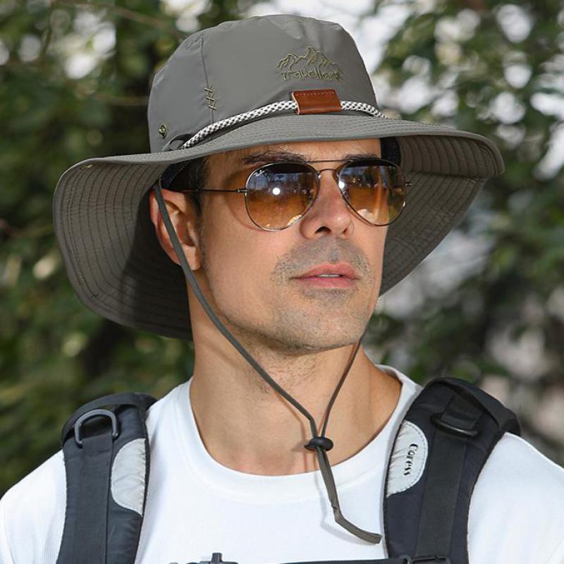 Панама Мужская Женская Солнцезащитная Шляпа для Рыбалки Уличная Летняя Дышащая Кепка Рыбака для Пеших Прогулок, Альпинизма, Кемпинга, Защита от УФ-лучей, Ветрозащитная