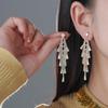 Electroplated real gold light luxury fringed zircon earrings banquet style high-end earrings casual temperament earrings earrings women