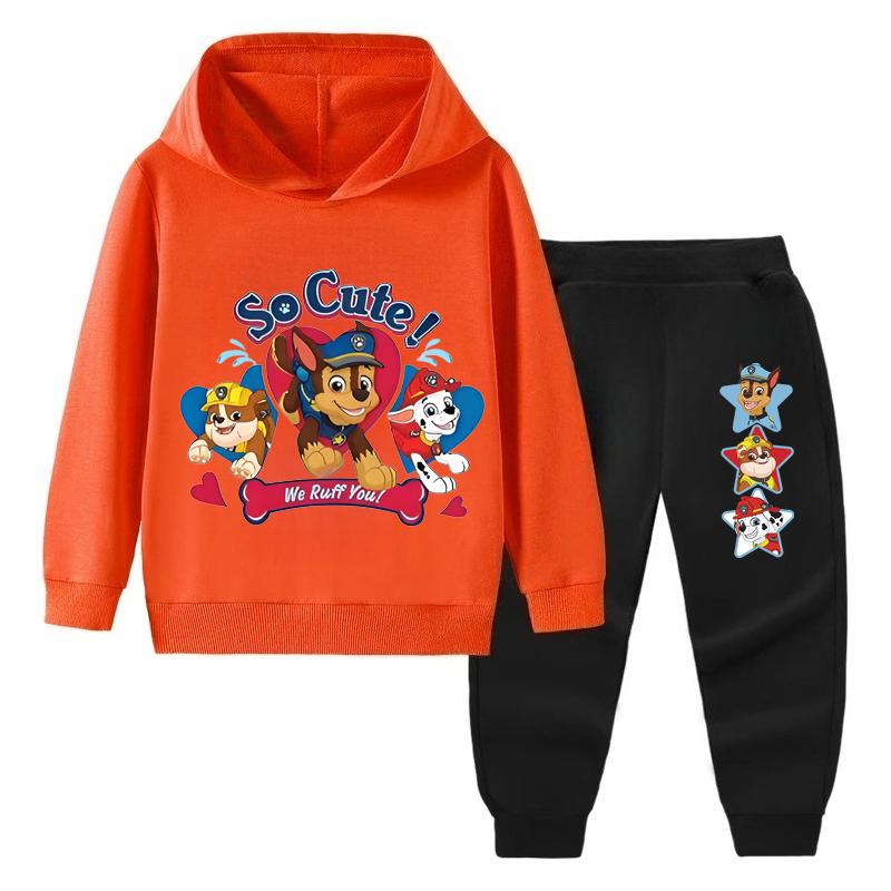 PAW Patrol Spring/Autumn Hoodied Pullover Long Pant Two Piece Suit for Child Clothing Suits Boys Sweatpant Sets Kids Tracksuit