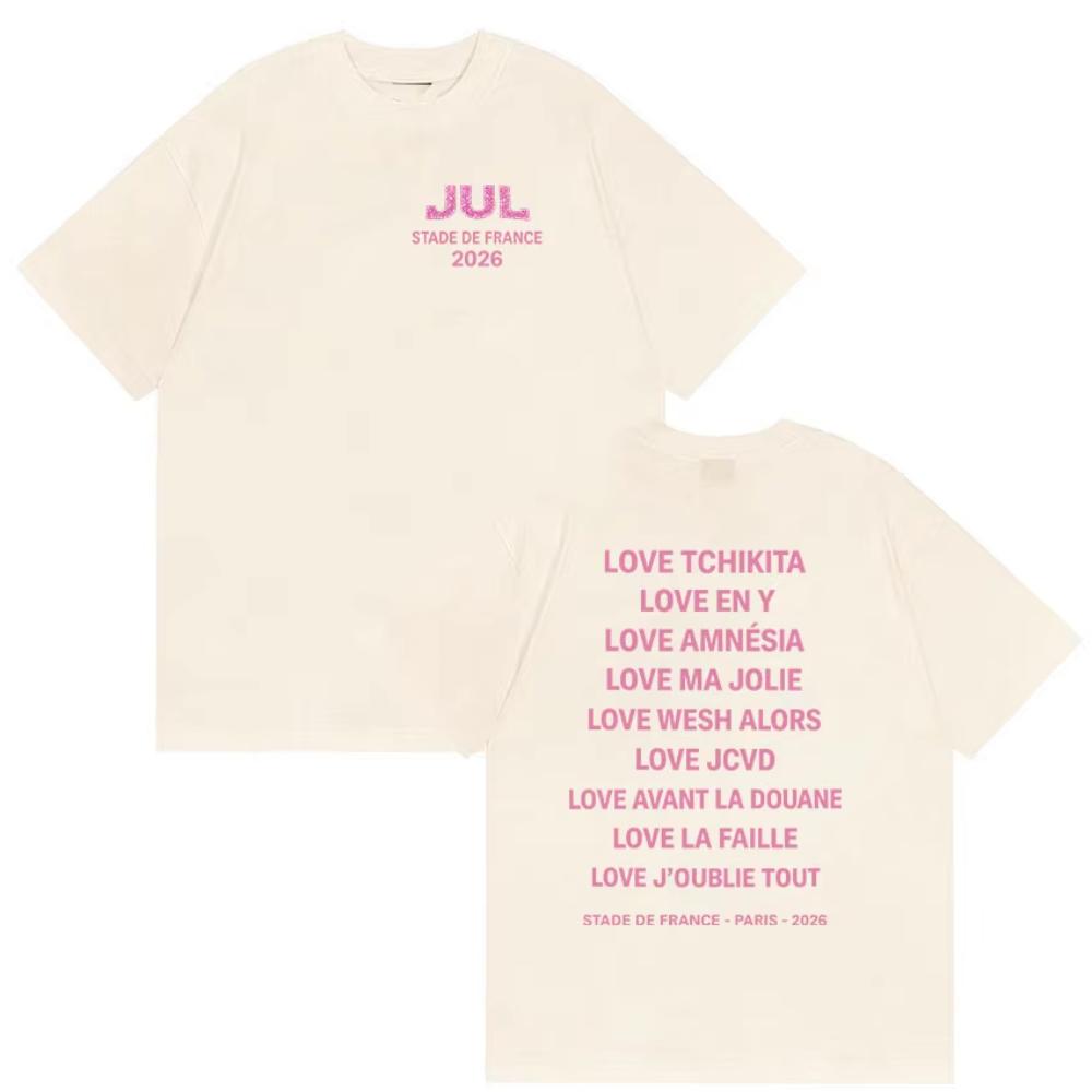Jul Stade De France Tour Double Sided Printed T Shirt Unisex Women Clothing Fashion Oversized Tshirt High Quality Cotton Tees