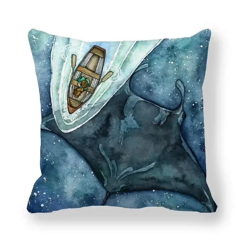 Наволочка из серии акварельных китов для дома, спальни, гостиной, дивана, x наволочка из персиковой кожи