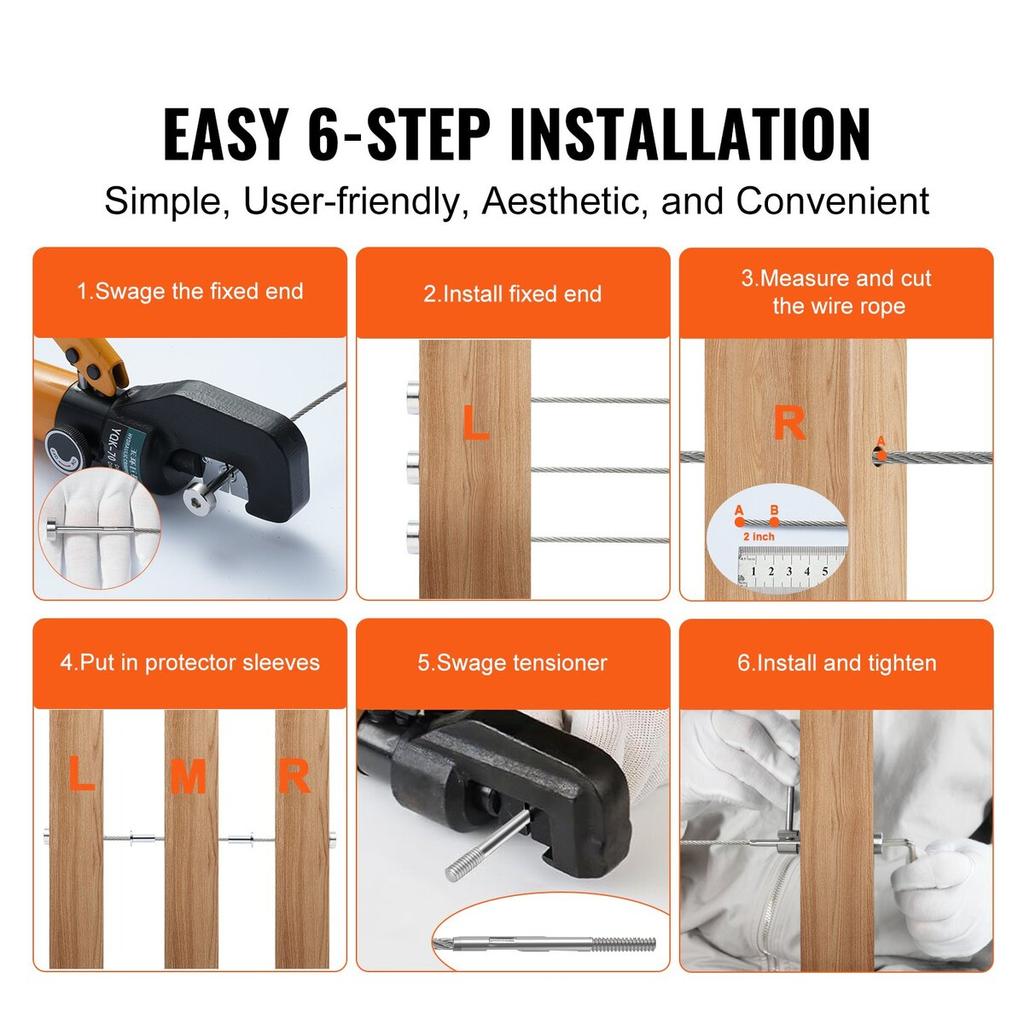20 Pack Invisible Cable Railing kit, T316 Stainless Steel 3.2mm Invisible Receiver and Swage Stud End for Cable Railing, Swage Tensioner 3.2mm for