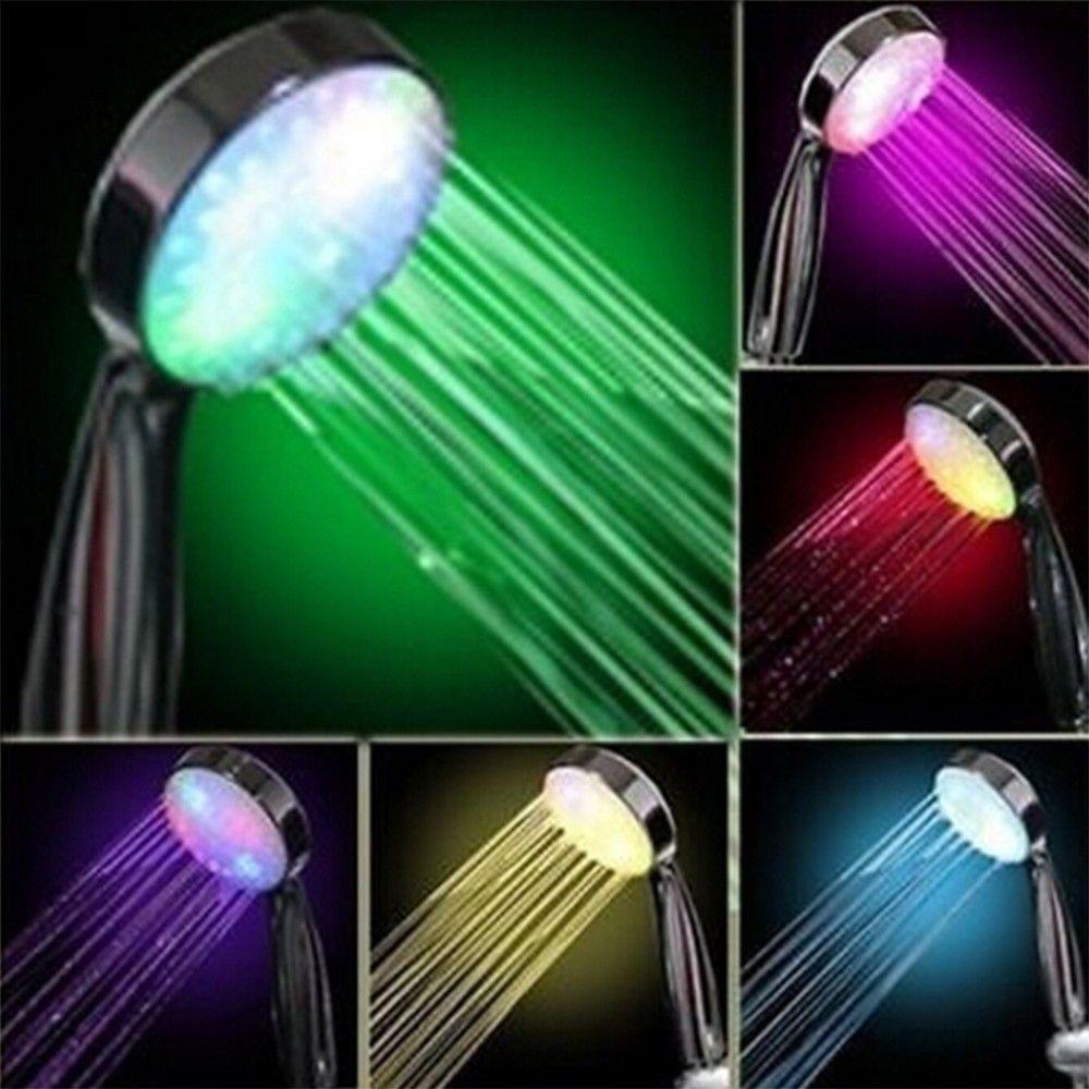 Romantic Colorful Light Water Bath Home Bathroom Sprinkler Shower Head 7Color ShowerHead LED