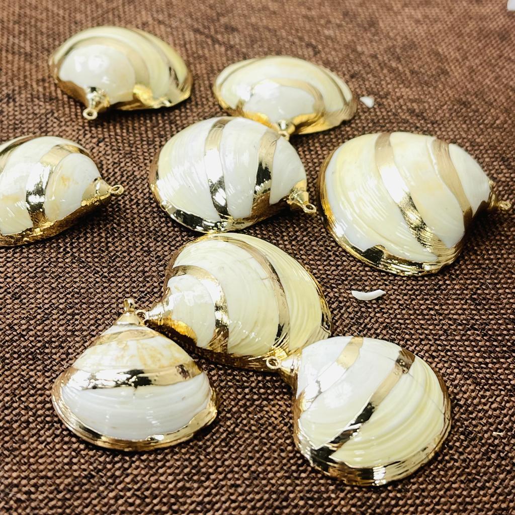 5 шт., Подвески-шармы из натуральной ракушки, сплава цинка с золотистым краем для DIY, аксессуары для унисекс-ожерелья, для изготовления ювелирных изделий или украшения аквариума