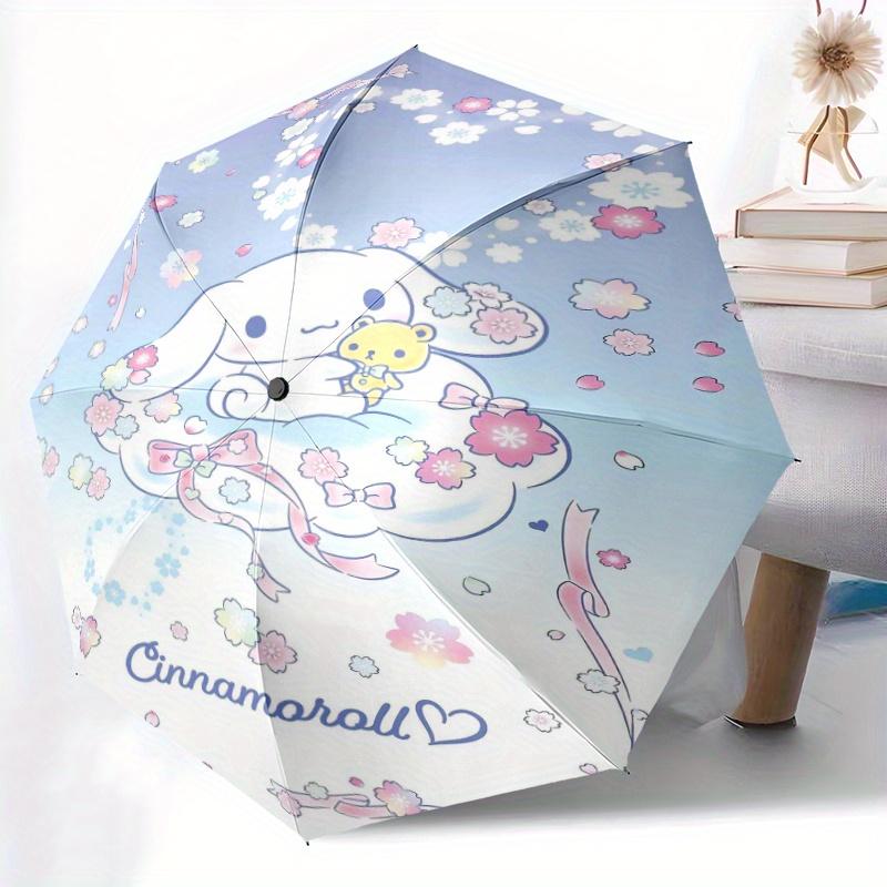 Clouds Cinnamoroll Cartoon Umbrella, Portable 3-Fold Compact Umbrella, Suitable for Camping, Hiking and Travel, Ideal Easter Birthday Gift for Family