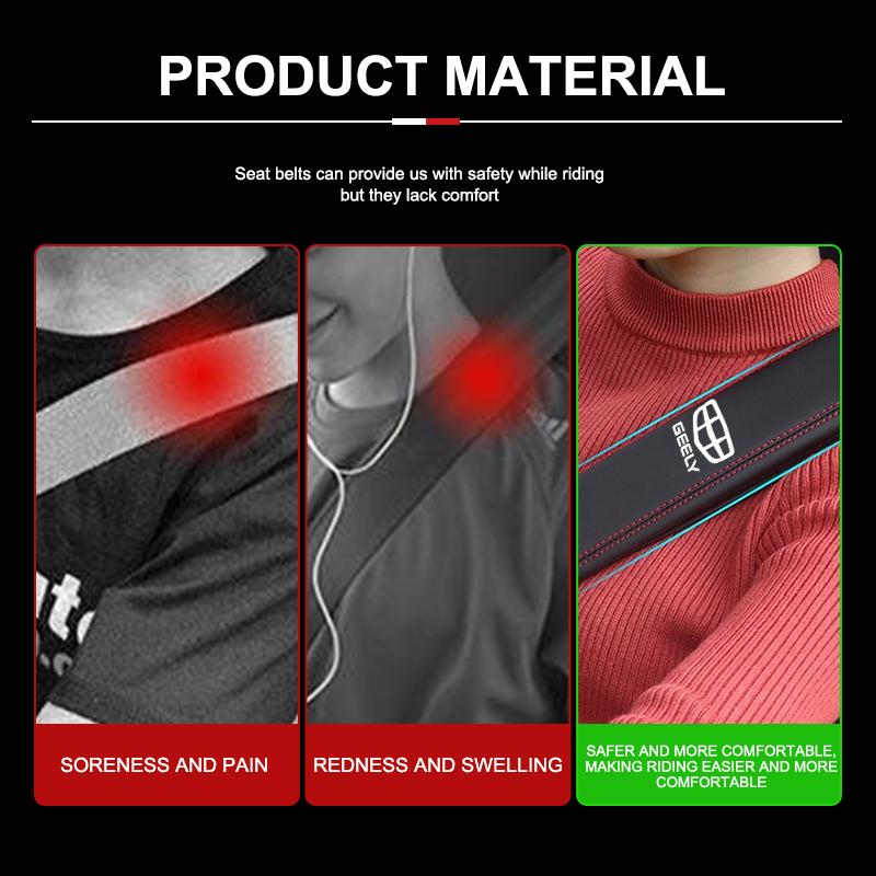 Leather Car Seat Belt Cover Shoulder Pad Interior Accessories For Geely Manjaro Coolray gx3 Geometry C Emgrand Atlas Tugella
