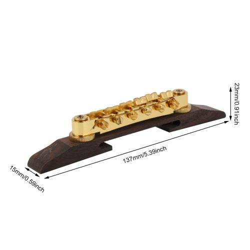 Yibuy Adjustable Archtop Jazz Guitar Bridge with Gold-Plated Alloy Hardware and Rosewood Material