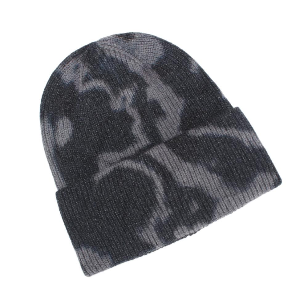 Autumn and winter new tie-dye wool hat men's and women's fashion versatile wool hat knitted ear protector warm cold hat