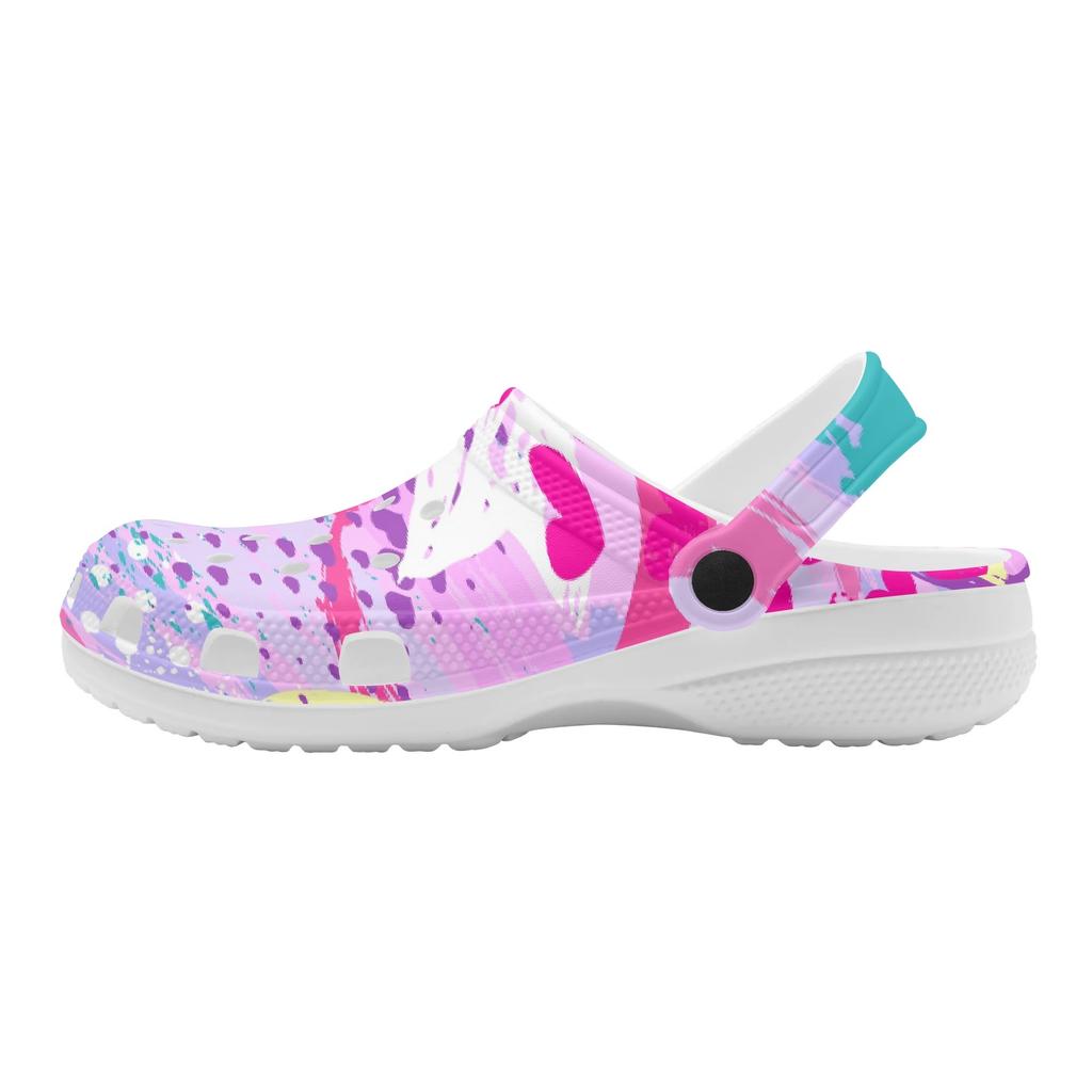 Unisex Printed White EVA Clogs Lightweight Breathable Slip On Garden Shoes Summer Beach Pool Bathroom Casual Sandals Shower Use