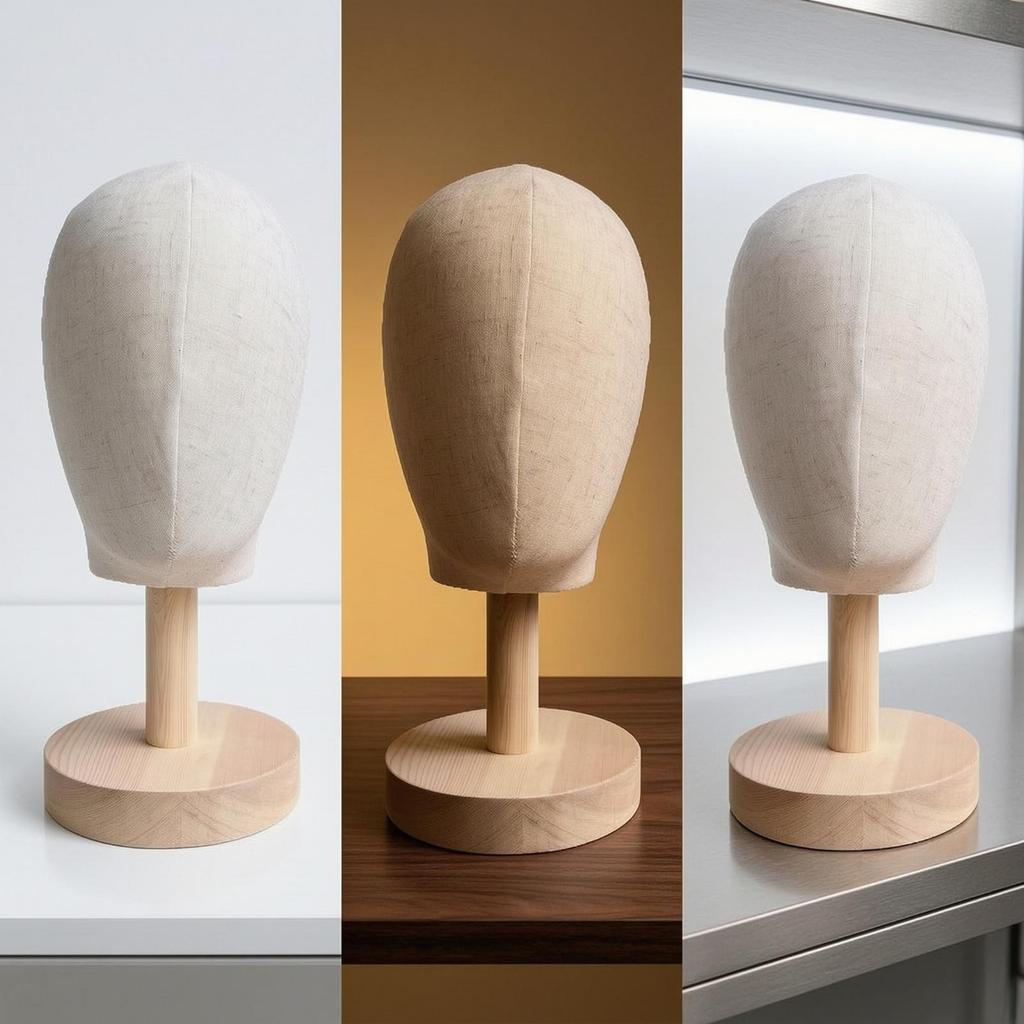 Mannequin Head with Wooden Base Lightweight Hairpiece Display Stand Realistic
