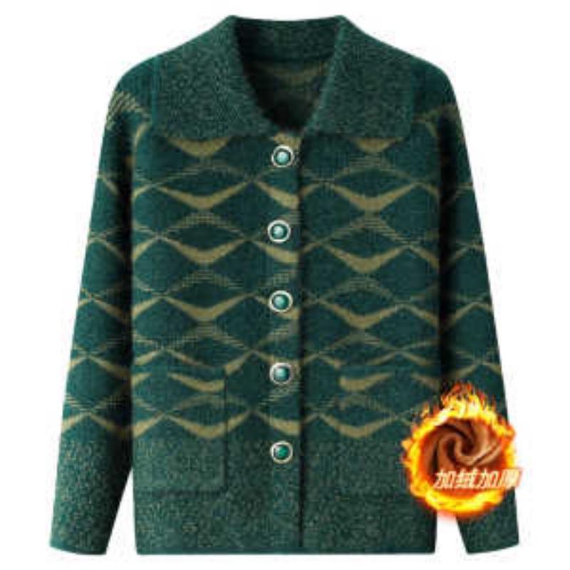 Mom's Autumn Outfit Cardigan Sweater Middle-aged Elderly Sweater Jacket Female Grandma Long-sleeved Top