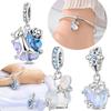 Оригинальная медная подвеска с кристаллами, бант с голубым цирконом, с бусиной в виде кролика, кошки, собаки, подходит для браслета, аксессуар, ювелирное изделие, женский, изысканный подарок