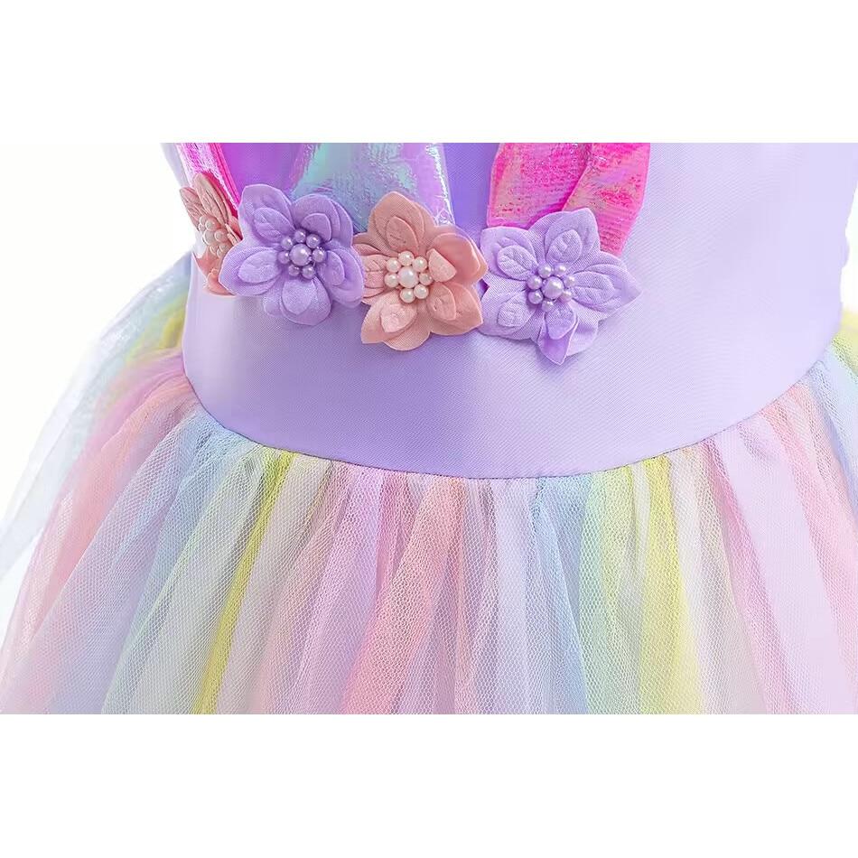 Unicorn for Girls Set with Headband and Necklace Premium Fabric 3-4 Years 110 cm Purple