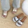 Fashion 2025 New Designer Gold/silver Slippers Women Flat Sandalias Mujer Outdoor Slides Summer Shoes Woman Flip Flops Silver Pantuflas