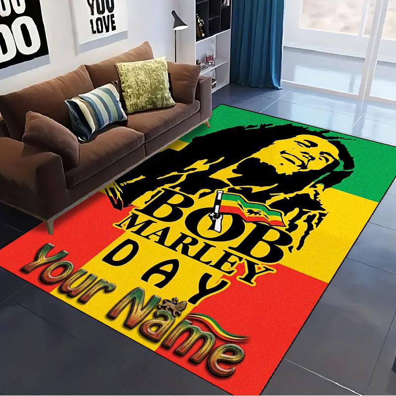 Name Custom Bob Marley Poster Carpet Rug for Living Room Bedroom Home Sofa Decoration,Kids play Non-slip Floor Mat