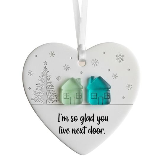 Sea Glass Art Christmas Ornament Handmade Sea Glass Bird/Tree/Turtle/Hot Air Balloon Hanging Ornaments for Xmas Tree Holiday Home Party Decor