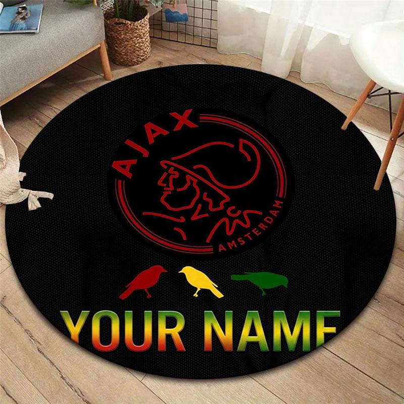AFC Ajax Custom Name Round Area Rug,Carpet Rug for Living Room Bedroom Sofa Playroom Decor,Non-slip Floor Mat