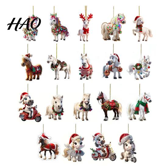 Unique Christmas Ornaments Pony Ornament 2D Acrylic Hanging Decor for Car Premium And Tree Cute Horse Design Holiday Gift Kids Theme