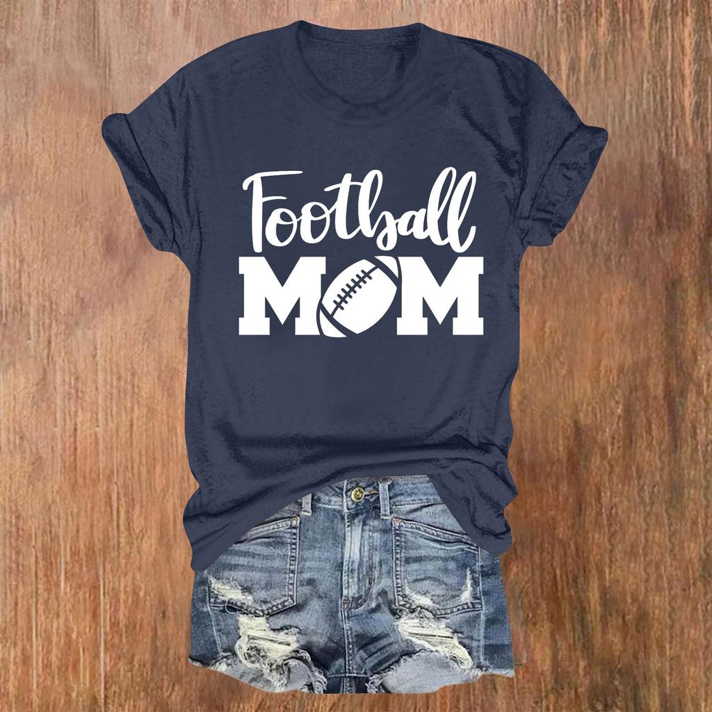 ФУТБОЛЬНАЯ МАМА, ПОЖАЛУЙСТА, КРИЧИТЕ, МАМА, САМАЯ БОЛЬШАЯ ФАНАТКА, женская повседневная модная футболка с коротким рукавом и круглым вырезом в стиле регби