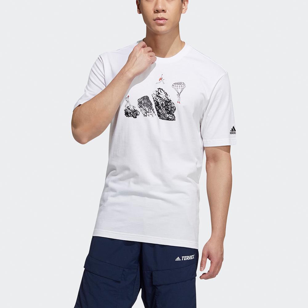 adidas Спортивная футболка Jump Gfx Ss с мультяшным принтом, мужские топы, белые H20793