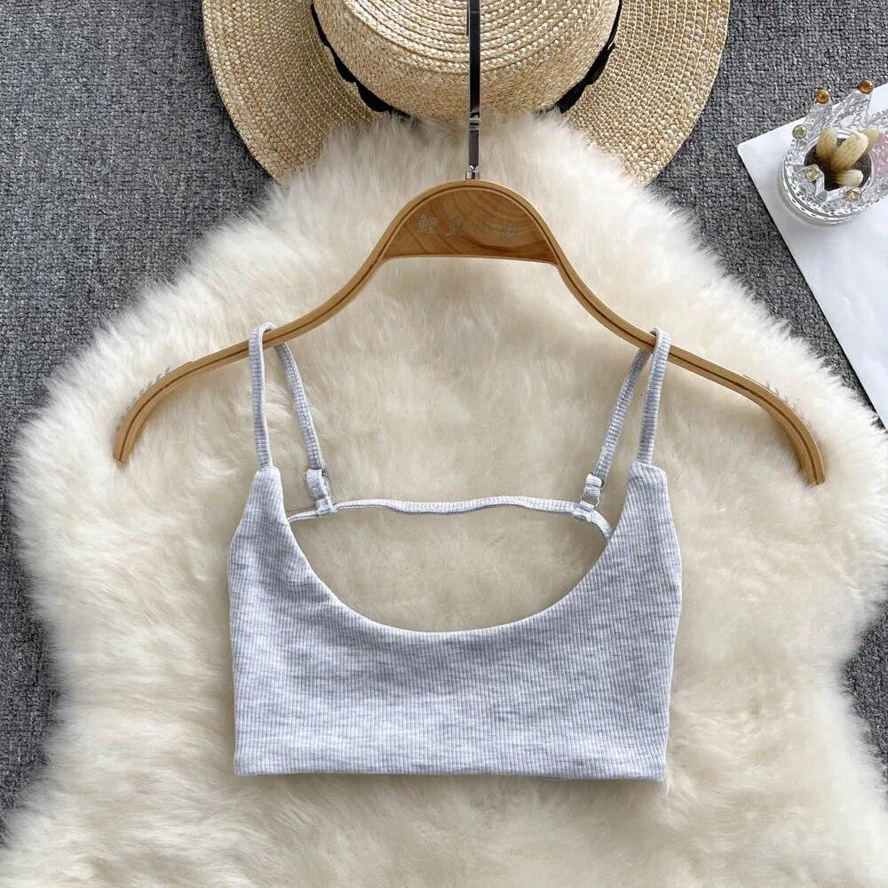 Летняя сексуальная майка с открытой спиной, женский тонкий пляжный топ на бретельках 2024, уличная одежда без рукавов, чувственная майка на бретелях в Корейском стиле