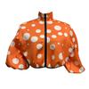 Women Jacket Stand Collar Color Matching Dot Print Zipper Closure Short Type Loose Long Sleeve Cardigan Lady Casual Coat