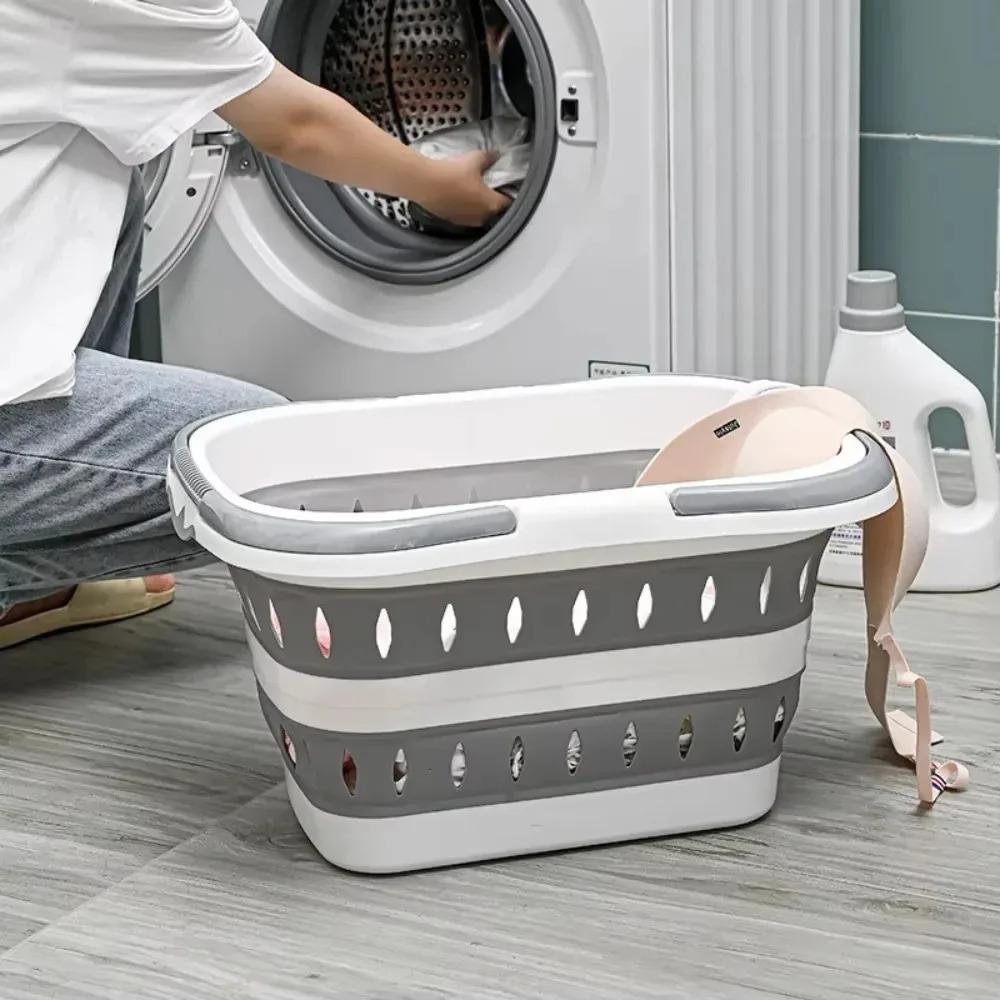 Foldable Laundry Basket Bathroom Dirty Clothes with Handle Suitable Large Capacity Portable Storage Basket for Household Use