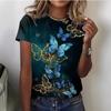 Летние женские свободные повседневные футболки с круглым вырезом и принтом, женские футболки с короткими рукавами