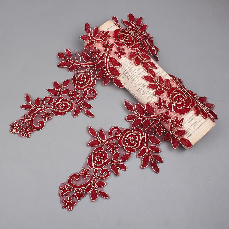 1 пара вышитых наклеек, аксессуары для одежды, кружево для отделки свадебного платья, 16*36 см, швейная аппликация