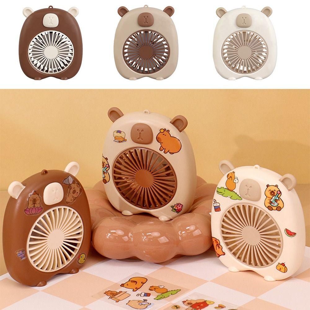 Portable Cute Capybara Fan Solid Color Cartoon Handheld Fan Gifts USB Mini Fan  Camping